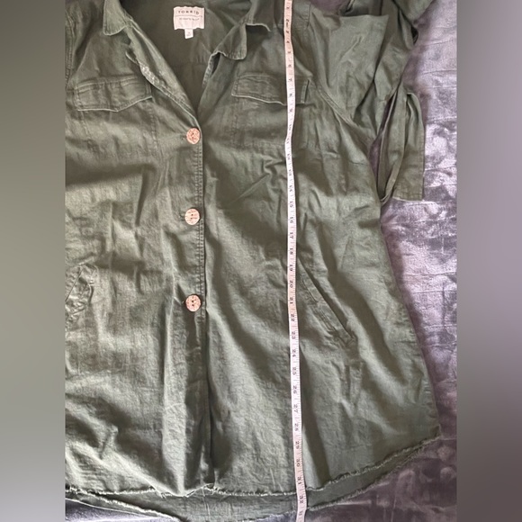 Torrid Green Linen Blend Utility Tab Sleeve Jacket Size 2 - Picture 3 of 10